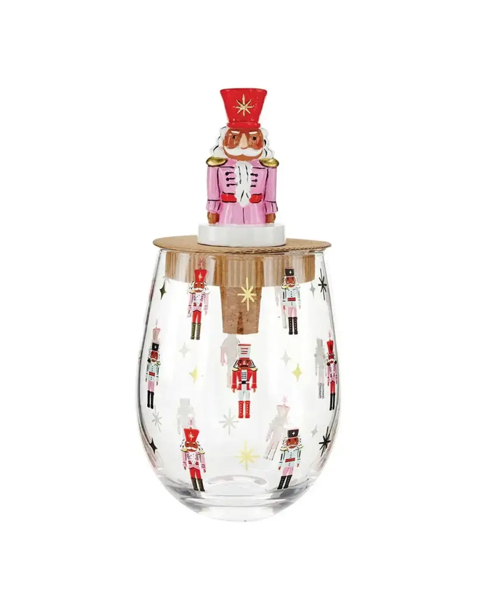 Slant Nutcracker Wine Glass & Bottle Stopper Set