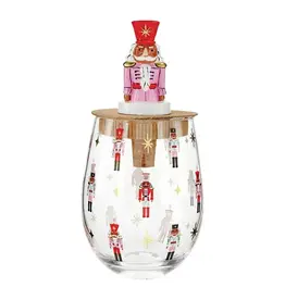 Slant Nutcracker Wine Glass & Bottle Stopper Set