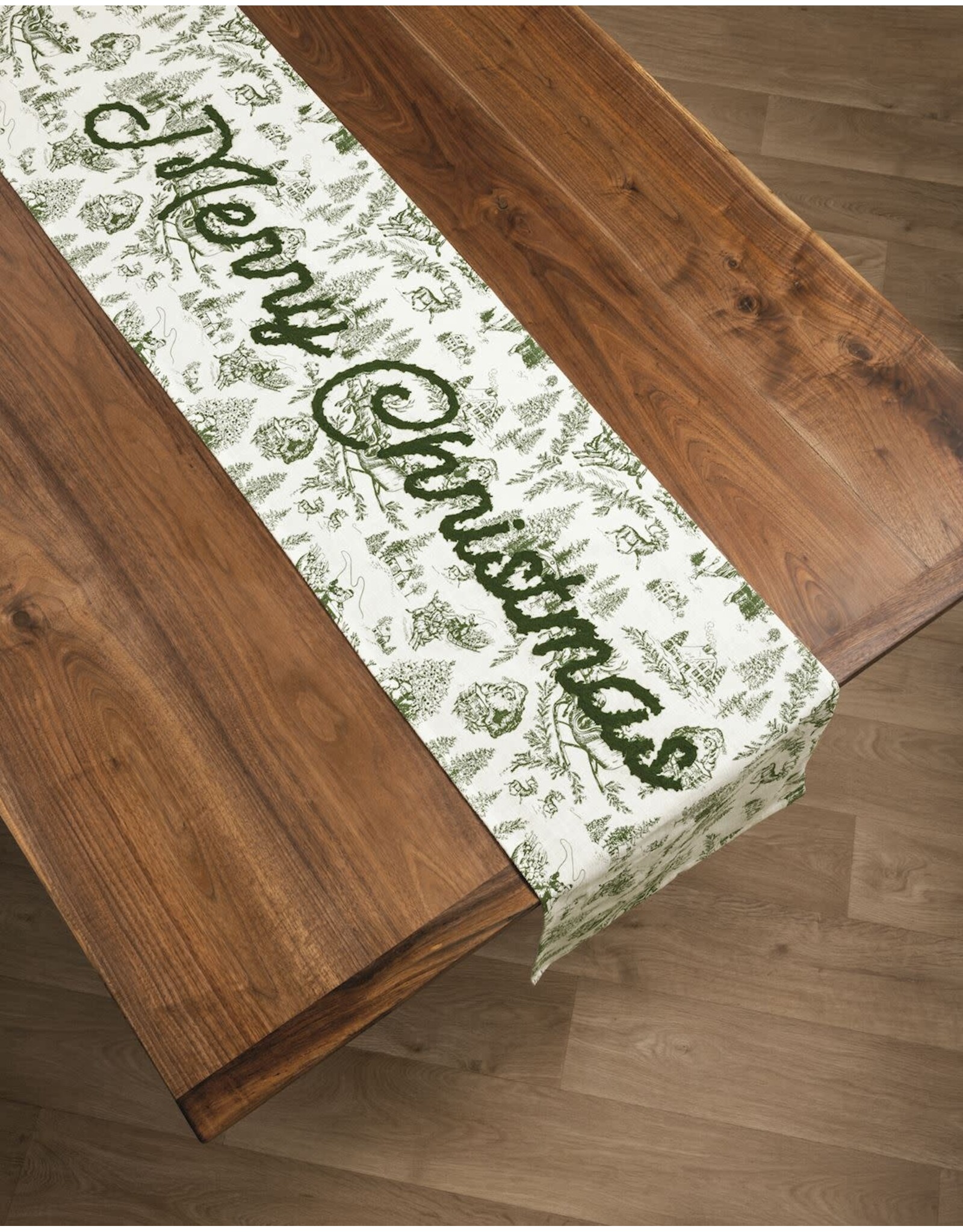 Mud Pie Green Toile Table Runner