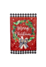 Evergreen Enterprises Merry Christmas Wreath Applique House Flag