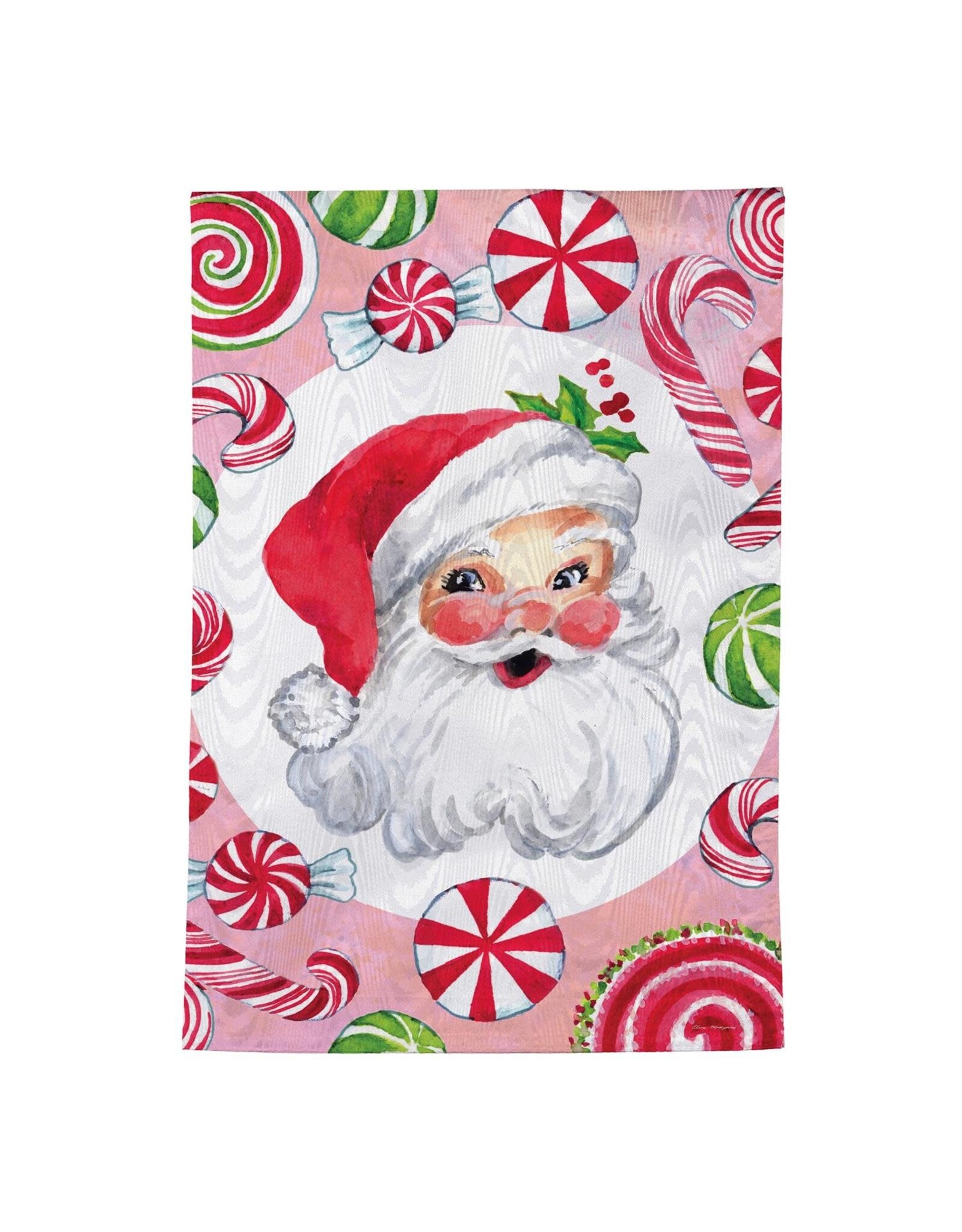 Evergreen Enterprises Jolly Sweet Santa Moire Garden Flag