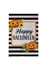 Evergreen Enterprises Happy Halloween Striped Jack O' Lanterns Burlap House Flag