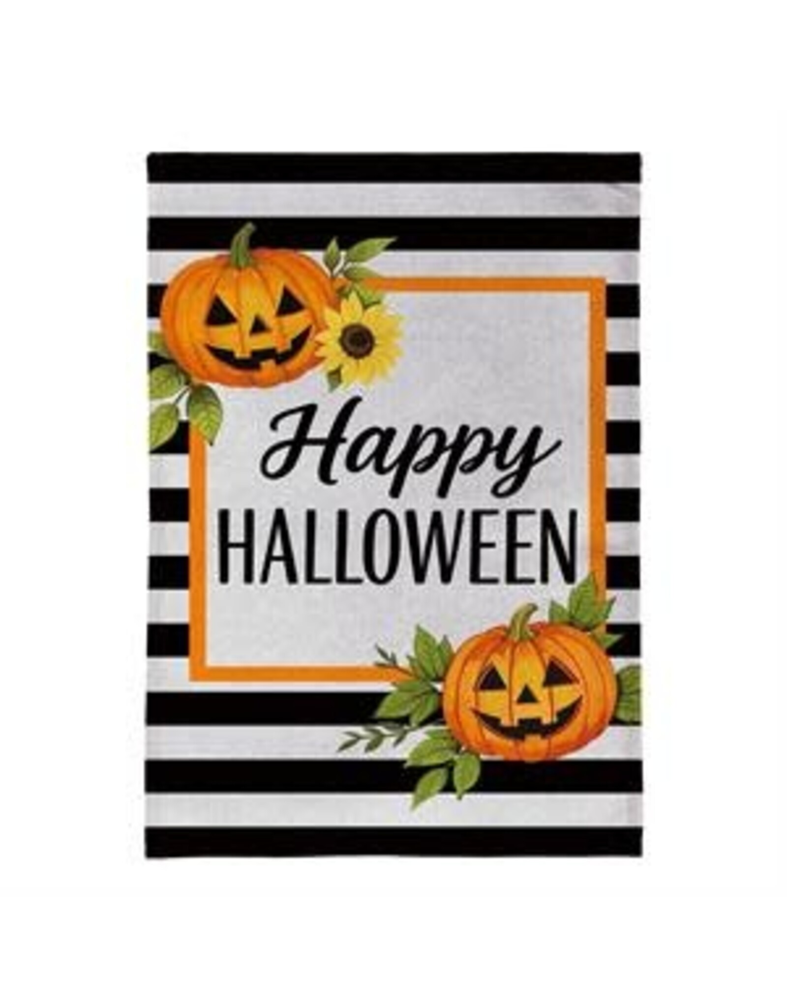 Evergreen Enterprises Happy Halloween Striped Jack O' Lanterns Burlap House Flag