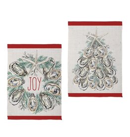 Evergreen Enterprises Joyful Oyster Wreath & Tree Front Back Suede House Flag