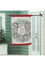 Evergreen Enterprises Joyful Oyster Wreath & Tree Front Back Suede House Flag