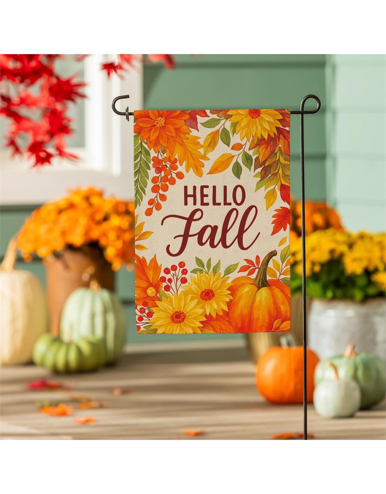 Evergreen Enterprises Fall Floral Bloom Burlap Garden Flag