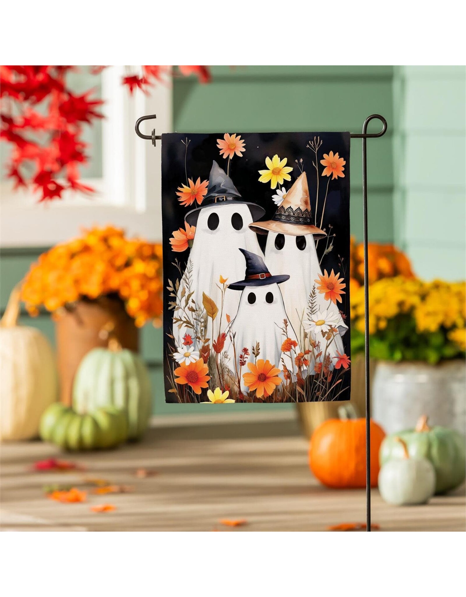Evergreen Enterprises Halloween Ghost Family Burlap Garden Flag