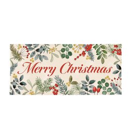 Evergreen Enterprises VivaStyle Festive Foliage Flocked Sassafras Mat, "Merry Christmas"