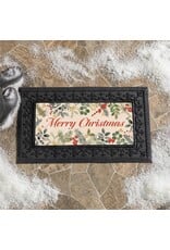 Evergreen Enterprises VivaStyle Festive Foliage Flocked Sassafras Mat, "Merry Christmas"