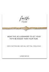 Lenny & Eva/Faire Faith Over Fear Gold Beaded Stretch Bracelet w/ Cross