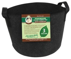 Gro Pro Gro Pro Premium Round Fabric Pot w/ Handles 3 Gallon - Black (72/Cs)