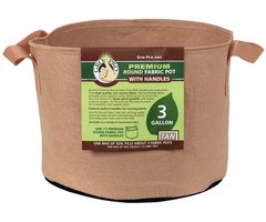 Gro Pro Gro Pro Premium Round Fabric Pot w/ Handles 3 Gallon - Tan (72/Cs)