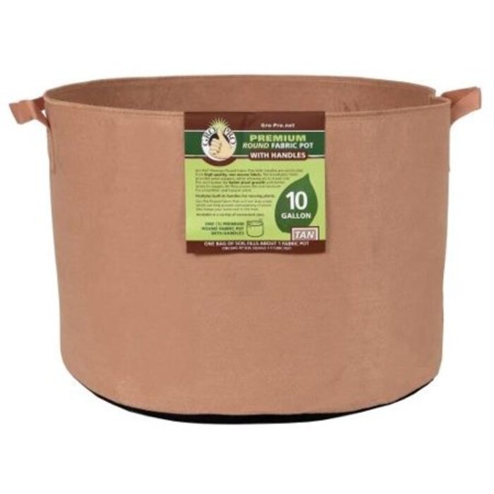 Gro Pro Gro Pro Premium Round Fabric Pot w/ Handles 10 Gallon - Tan (70/Cs)