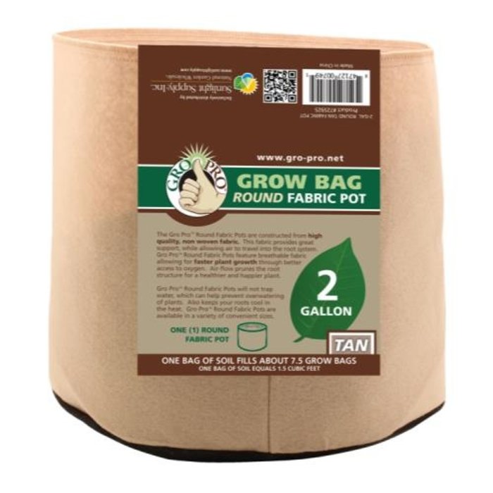 Gro Pro Gro Pro Premium 2 Gallon Round Fabric Pot-Tan (160/Cs)