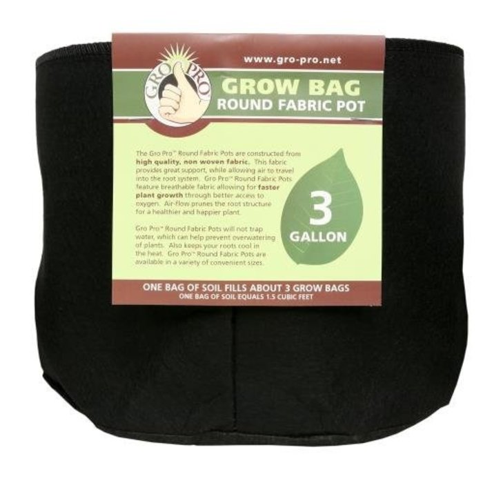 Gro Pro Gro Pro Premium Round Fabric Pot 3 Gallon (72/Cs)