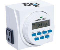 Autopilot - Dual Outlet 7-Day Grounded Digital Programmable Timer, 1725W, 15A, 1 Second On/Off