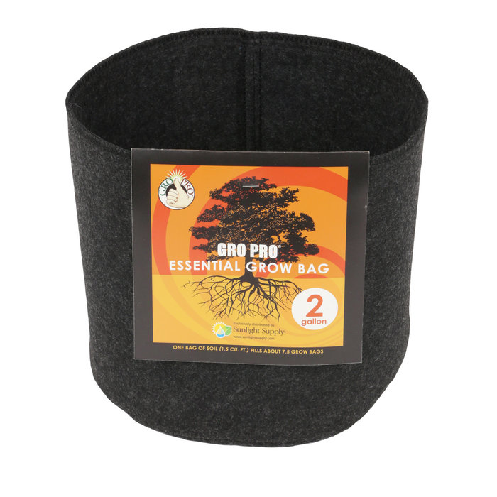 Gro Pro - Essential Round Fabric Pot - Black 2 Gallon