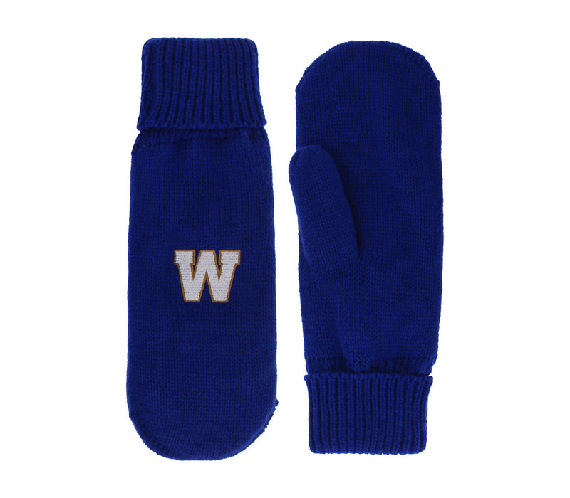 Ladies Embroidered W Royal Fleece Lined Mitten