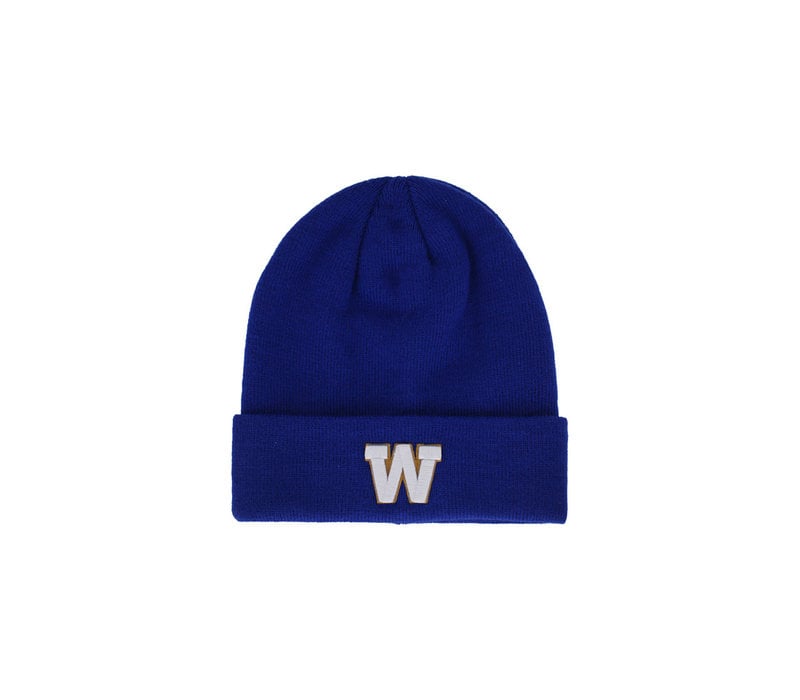 Embroidered W Folded Cuff Royal Beanie