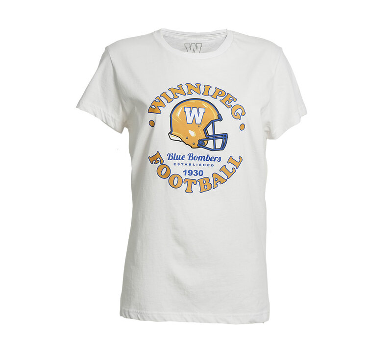 Bulletin Women's Helmet WPG Football White Tee