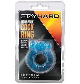 Blush Blush Stay Hard Vibrating Reusable Cock Ring - Blue