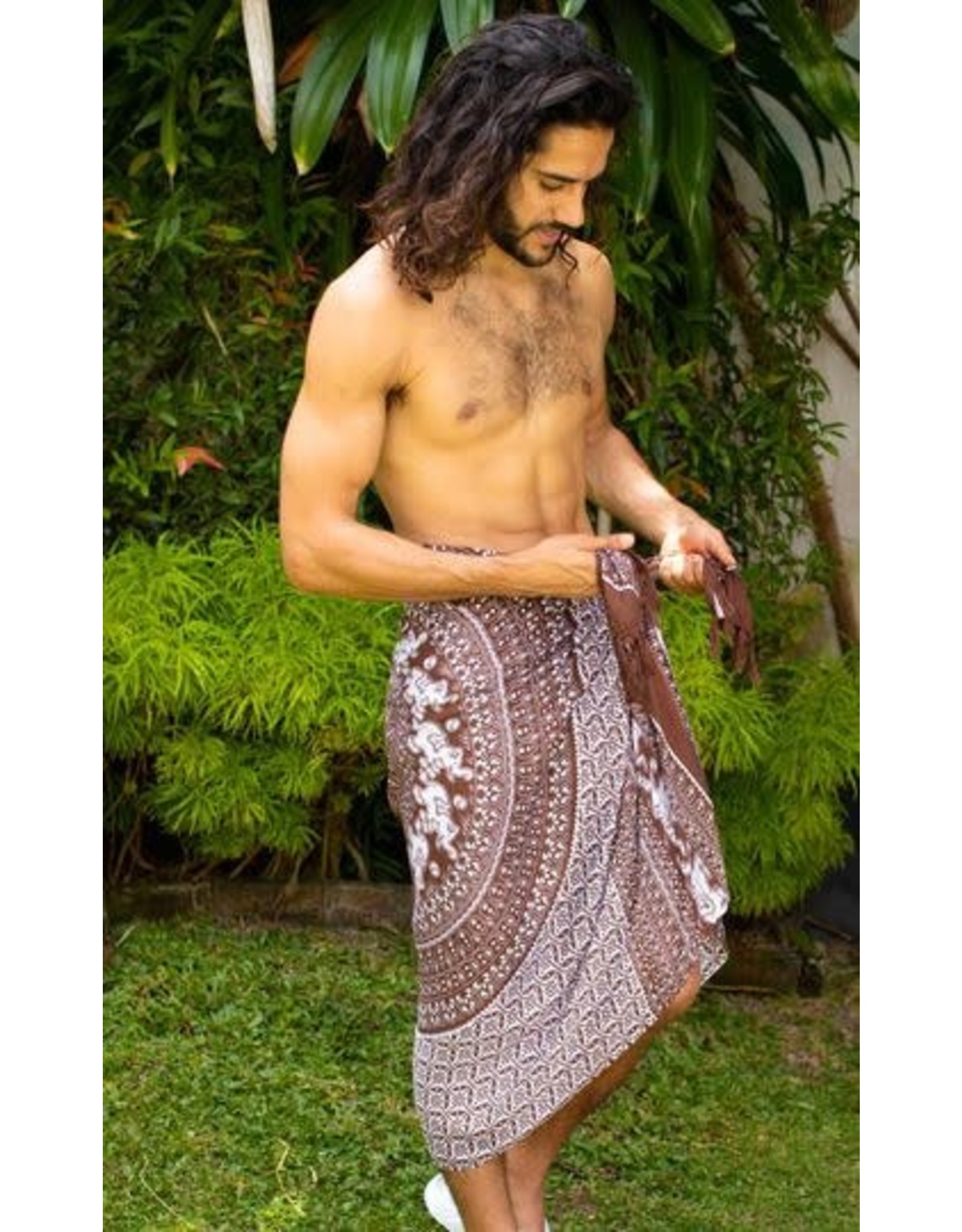 1 World Sarong Mandala Mens Sarong with Elephants