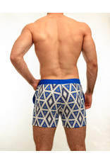 Along Along Blue Triangles Swimshort 3/4