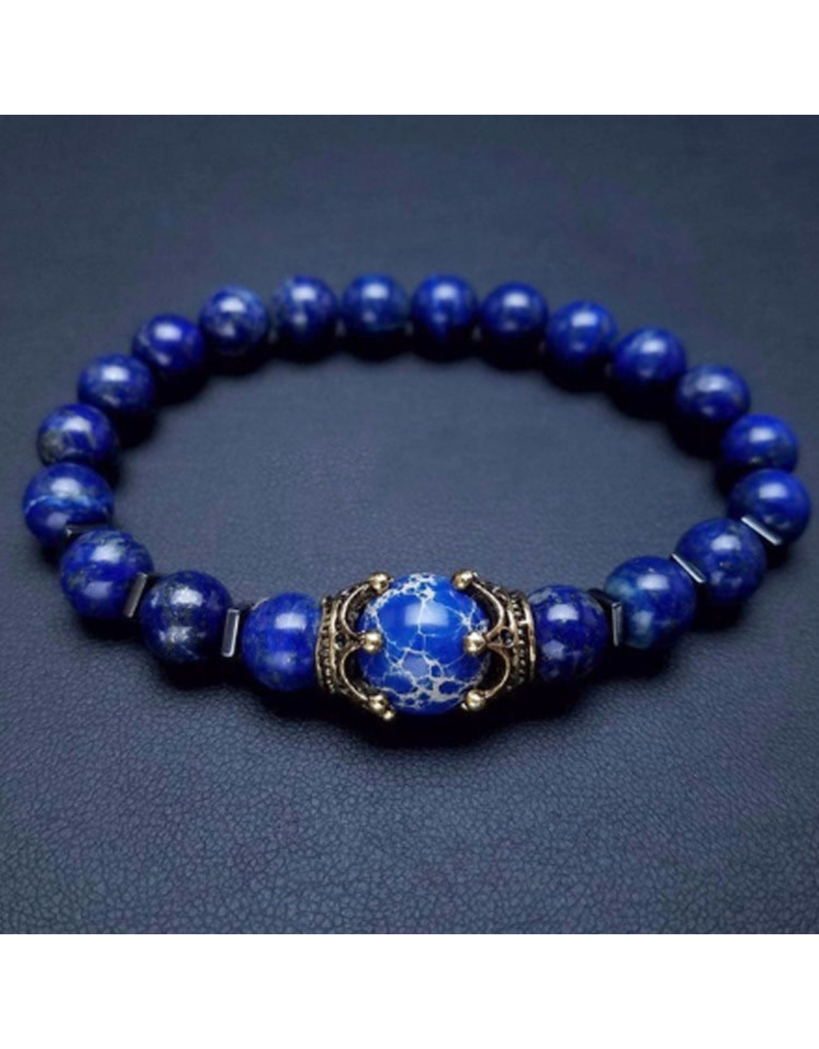 Paradise Paradise Lapis Lazuli/Blue Emperor Jasper Stone Beaded Bracelet