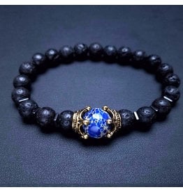 Paradise Paradise Volcanic Rock/Blue Emperor Jasper Beaded Bracelet