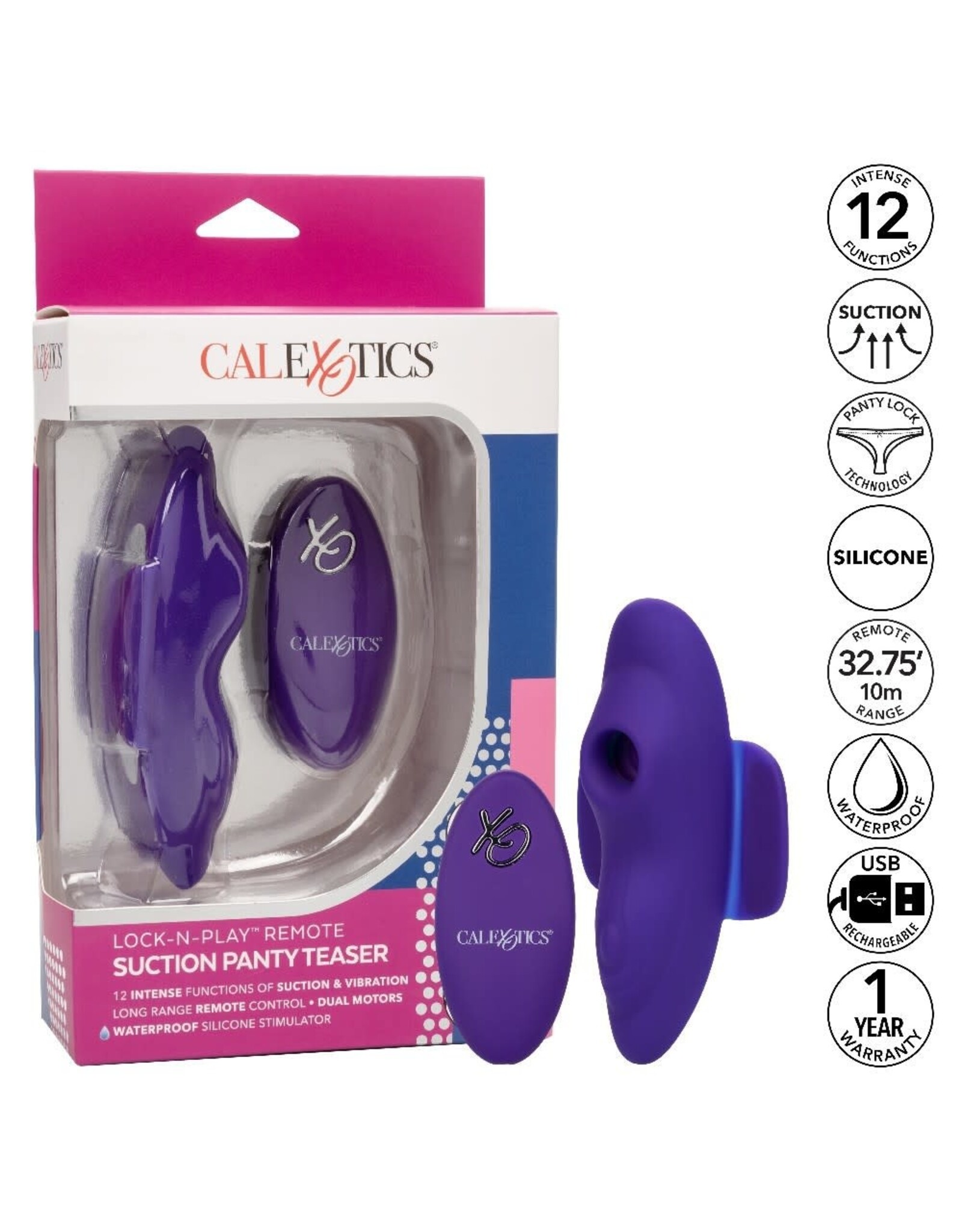 Calexotics Lock-N-Play Remote Suction Panty Teaser - Blue
