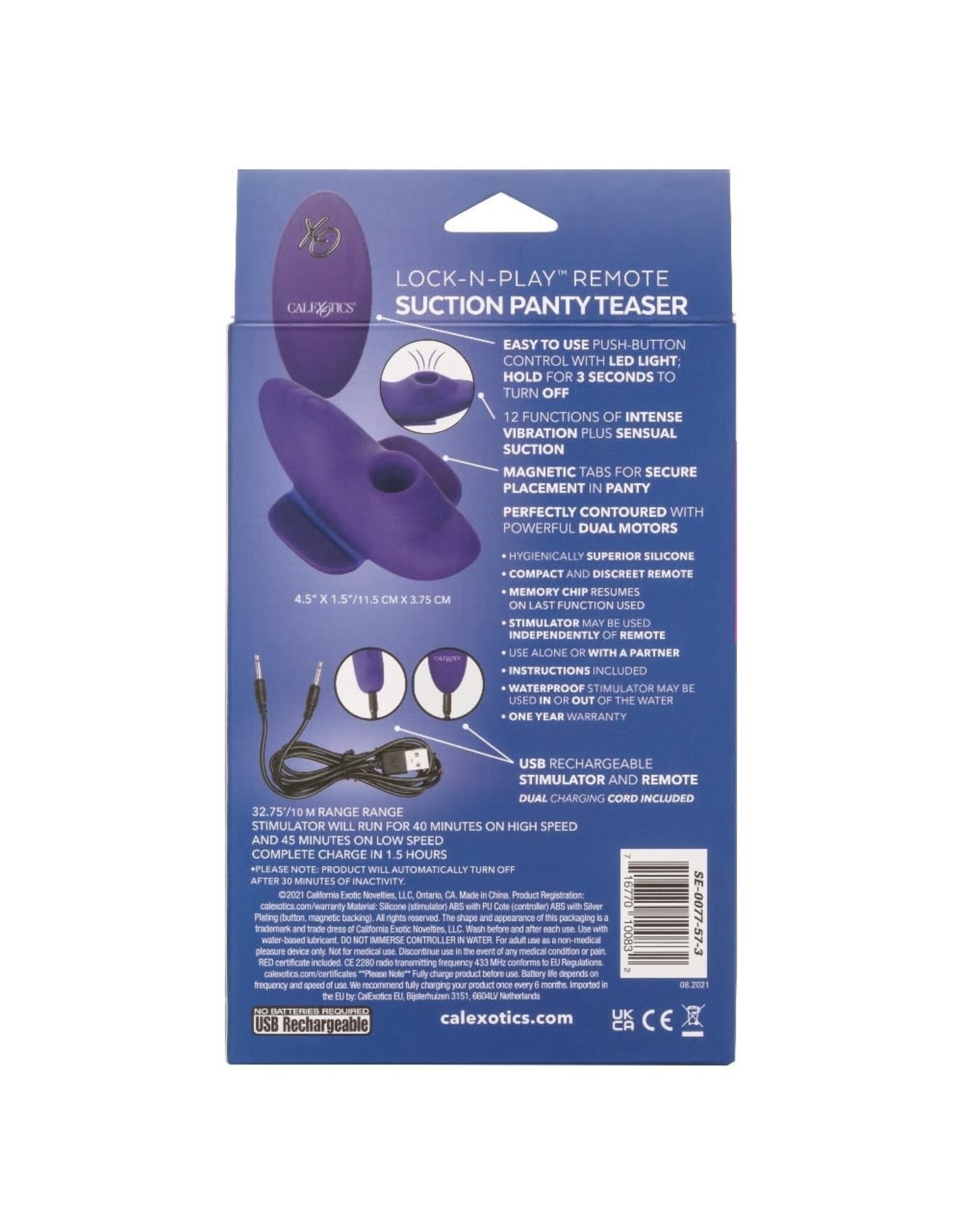 Calexotics Lock-N-Play Remote Suction Panty Teaser - Blue