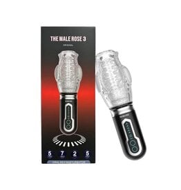 The Male Rose 3 Rechargeable Thrusting Rotating Masturbator - Black/Clear