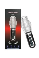 The Male Rose 3 Rechargeable Thrusting Rotating Masturbator - Black/Clear
