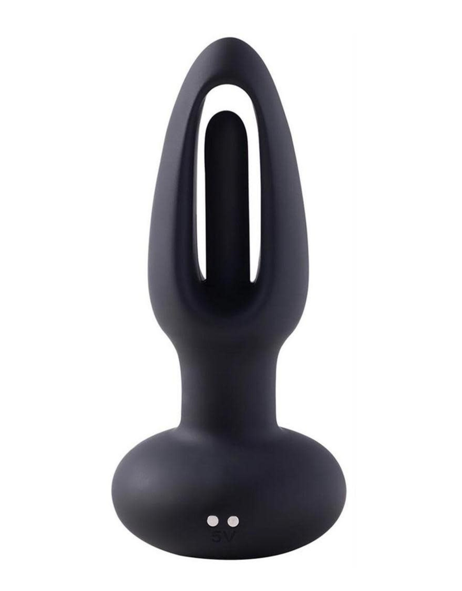 Snuggy Tapping Rechargeable Silicone Prostate Massager Butt Plug Anal Vibrator - Black