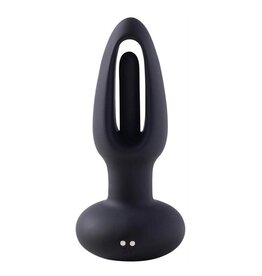 Snuggy Tapping Rechargeable Silicone Prostate Massager Butt Plug Anal Vibrator - Black