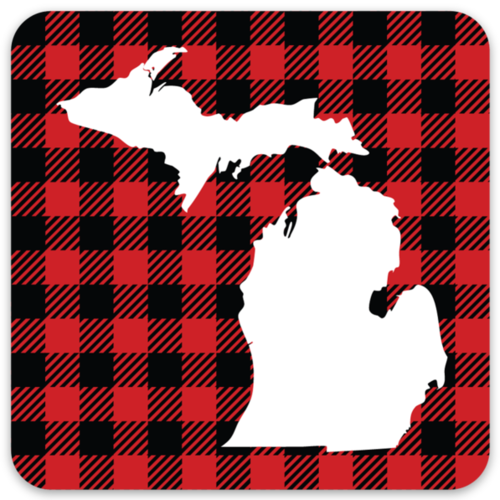 Waterproof Sticker - MI Red Plaid - MEDIUM Waterproof Sticker - MI Red Plaid - MEDIUM