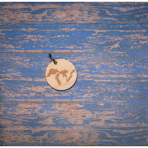 Laser Etched Wood Keychain - Great Lakes Circle Laser Etched Wood Keychain - Great Lakes Circle