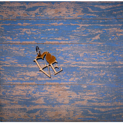 Laser Etched Wood Keychain - Love MI Laser Etched Wood Keychain - Love MI