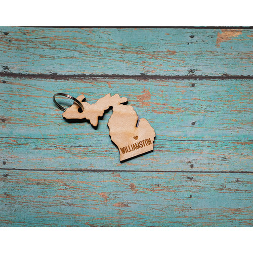 Laser Etched Wood Keychain - Williamston Heart Laser Etched Wood Keychain - Williamston Heart