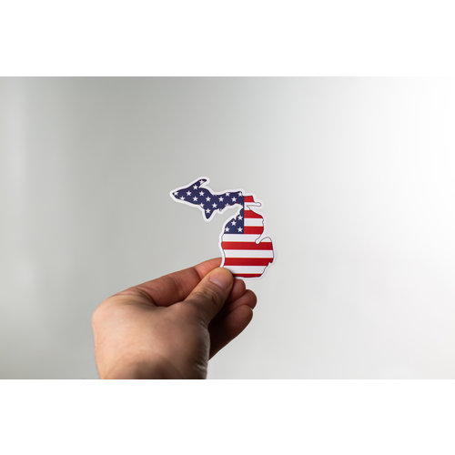 Waterproof Sticker - American Flag Michigan - MEDIUM Waterproof Sticker - American Flag Michigan - MEDIUM