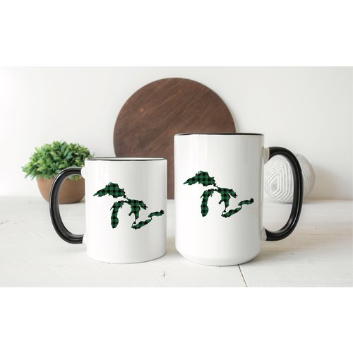 Green Plaid Great Lakes Mug Green Plaid Great Lakes Mug
