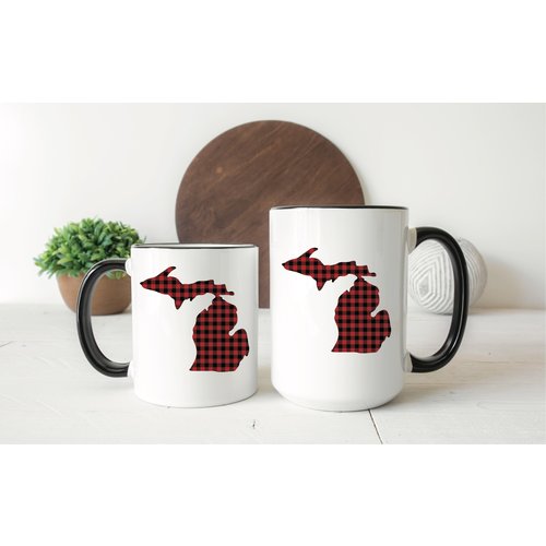 Red Plaid Michigan Mug Red Plaid Michigan Mug