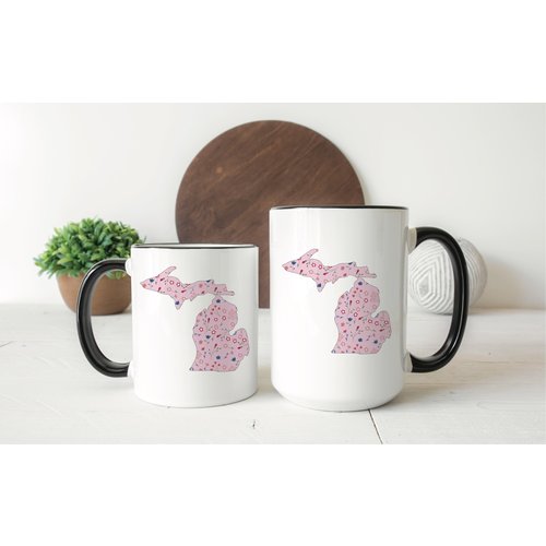 Pink Floral Michigan Mug Pink Floral Michigan Mug