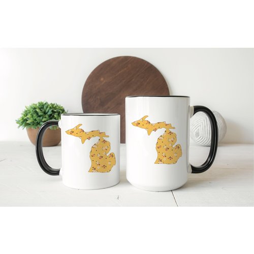 Yellow Floral Michigan Mug Yellow Floral Michigan Mug
