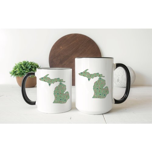 Green Floral Michigan Mug Green Floral Michigan Mug