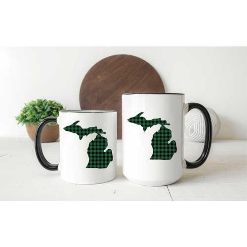 Green Plaid Michigan Mug Green Plaid Michigan Mug