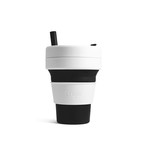 Stojo Large Collapsible Travel Cup, Black/White