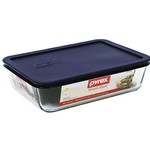 Pyrex Glass Rectangular Roasting Dish with Plastic Lid, 6 Cup