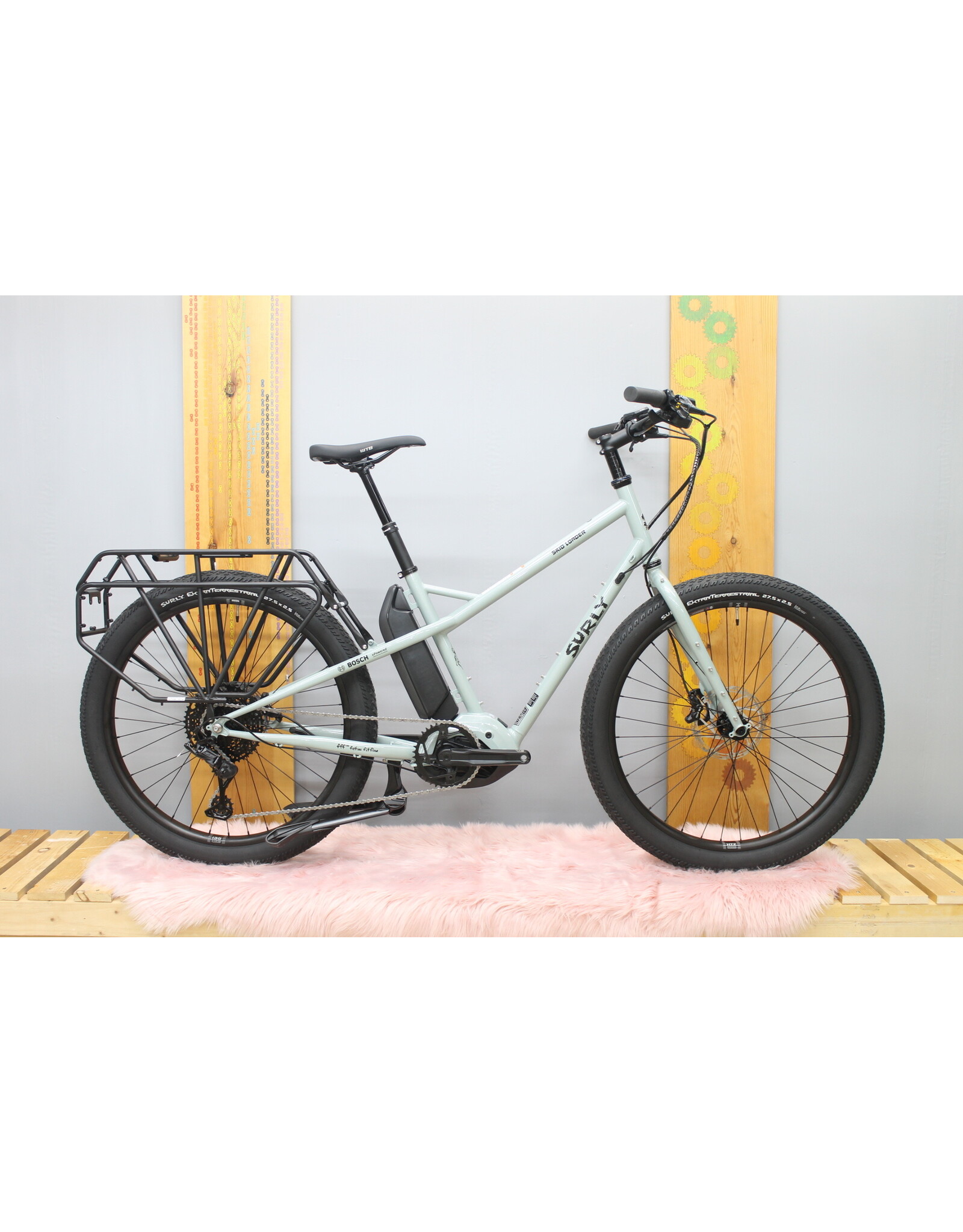 Surly Surly Skid Loader Cargo Ebike - 27.5", Steel, Bathwater Gray, Small