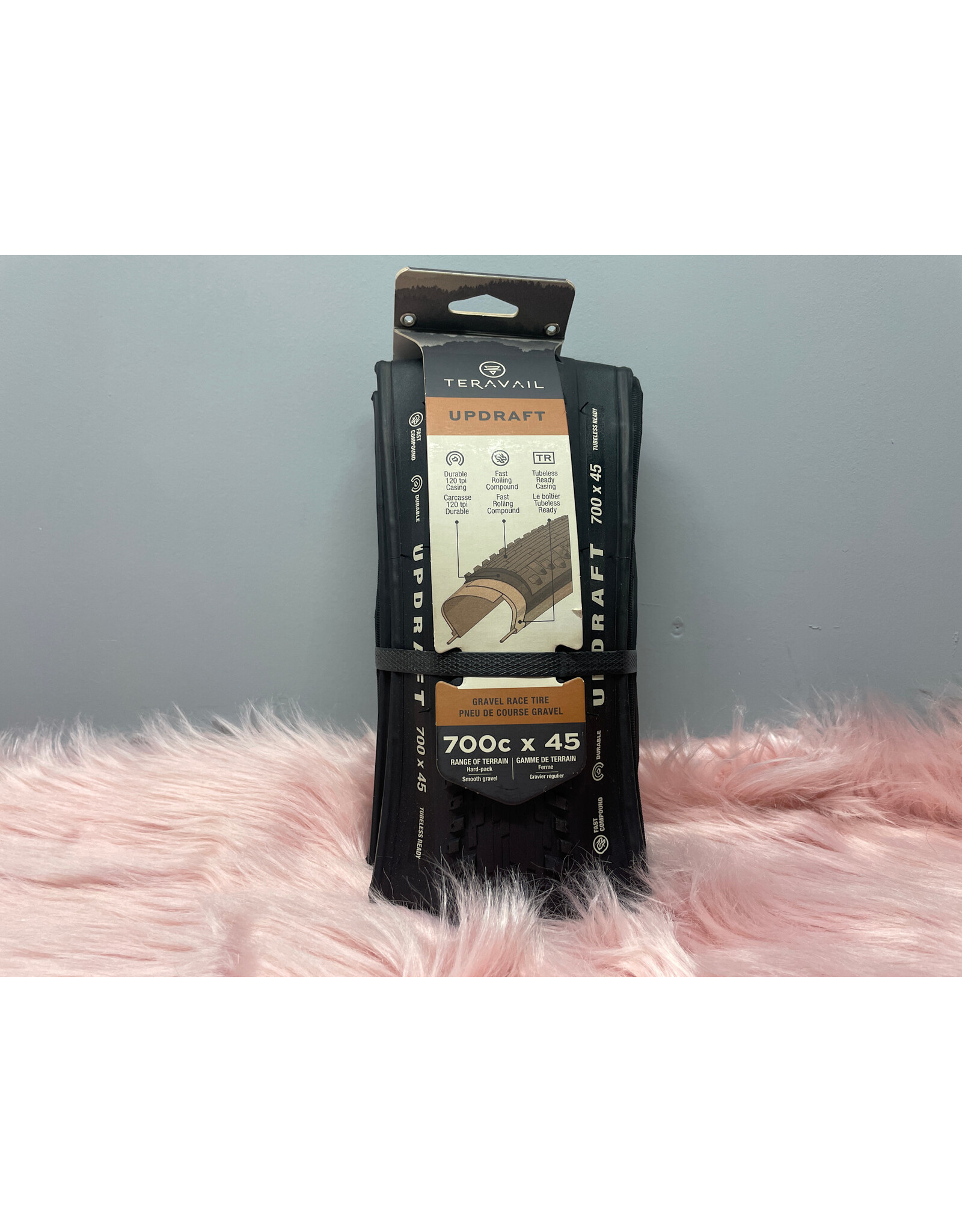 Teravail Teravail Updraft Tire - 700 x 45, Tubeless, Folding, Black, Durable, Fast Compound